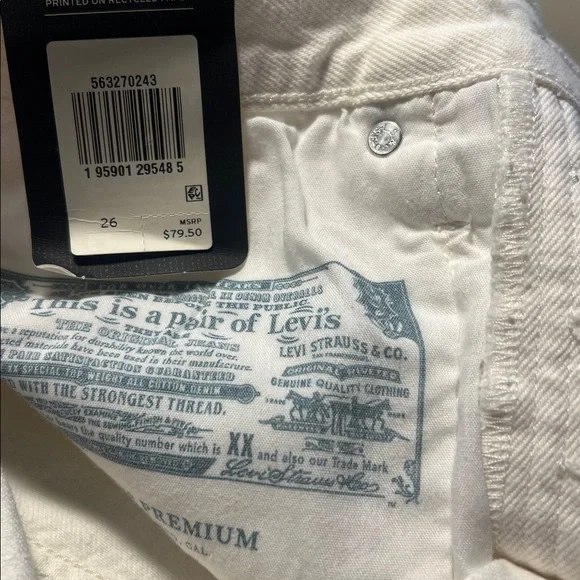 Levi’s 501 white denim shorts high rise 100% cotton NWT 26 - Picture 5 of 7